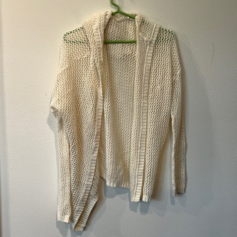 Vintage dELiA*s Cream Knit Hooded Cardigan | Size Medium